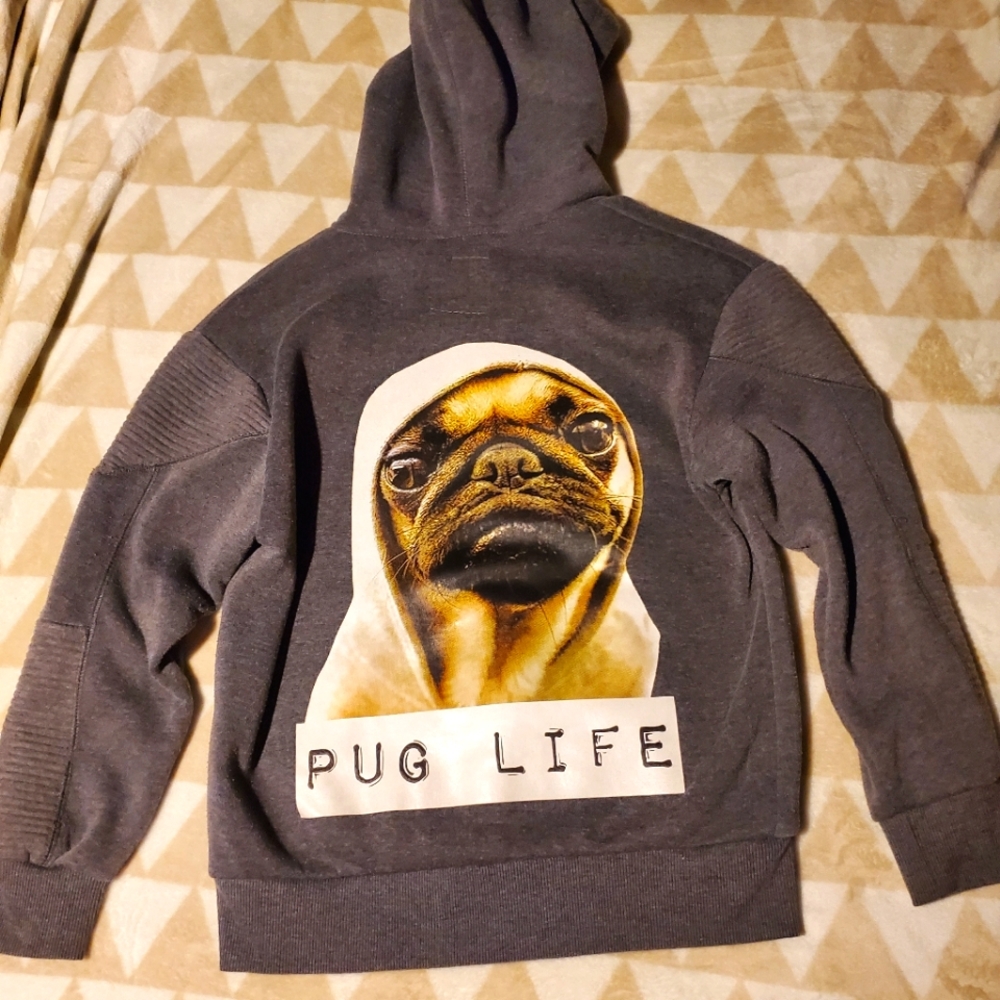 Kids Pug Life Jacket, Size Large (14/16), Grey